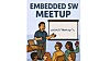 Illustrasjon av foredragsholder foran lerret med tekst om meetup og publikum som følger med.
