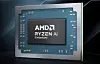 Nærbilde av en AMD Ryzen AI Embedded-prosessor mot en mørk teknologisk bakgrunn.