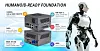 Illustrasjon av AAEON CEXD-INTRBL KI-plattform ved siden av humanoid robot.